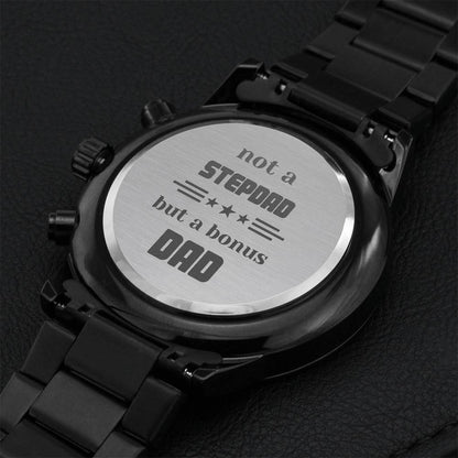 Engraved Black Chronograph Watch Bonus Dad Engraving Chronograph Watch
