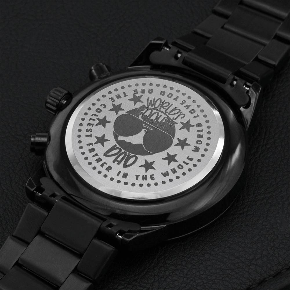 Worlds Collest Dad Engraving Chronograph Watch