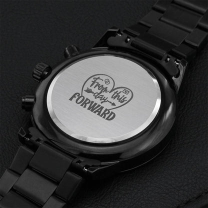 From This Day Forward Black Chronograph Watch Engraving Chronograph Watch