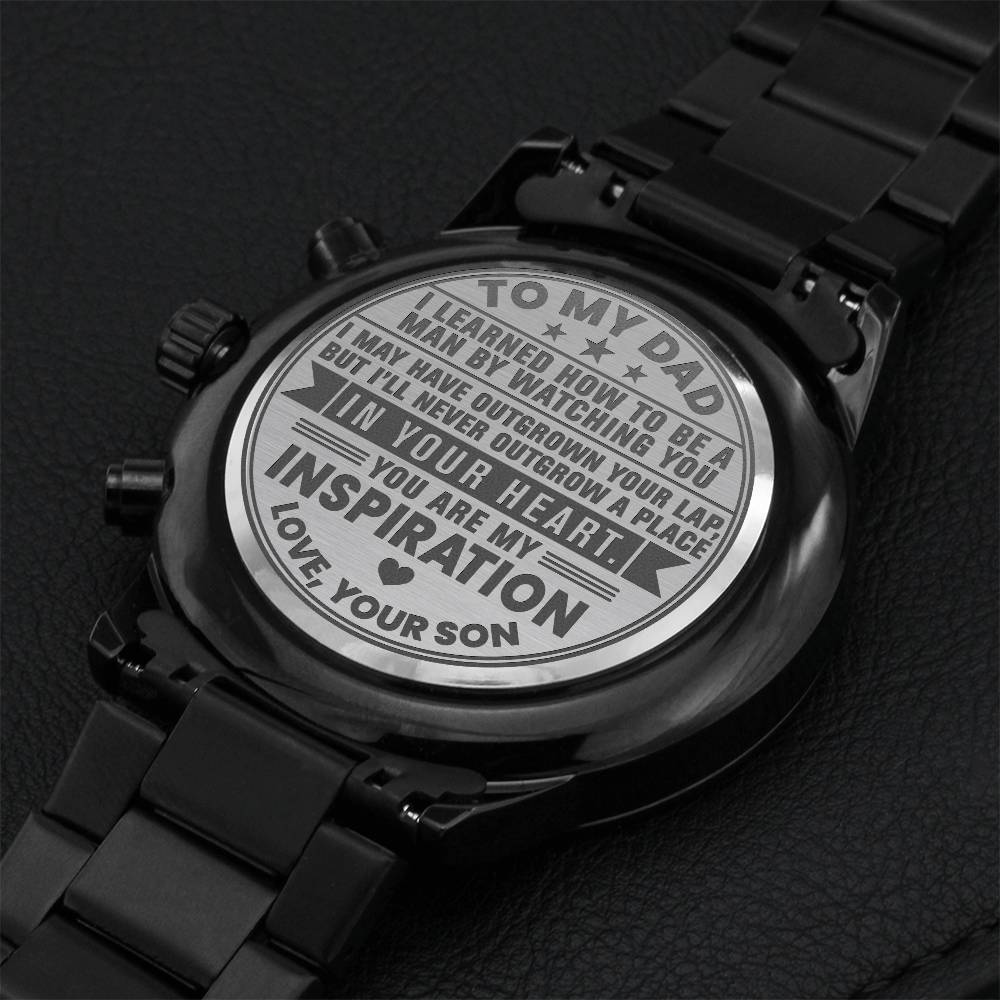 Dad - Inspiration - Black Chronograph Watch Engraving Chronograph Watch