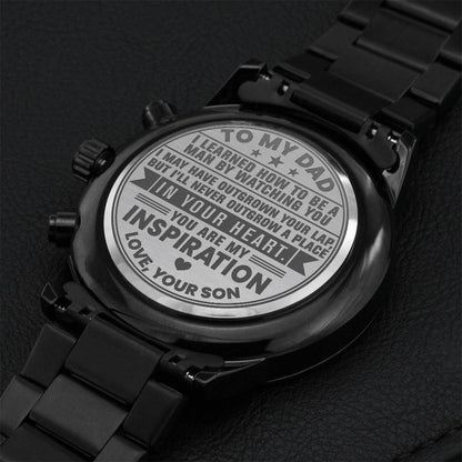 Dad - Inspiration - Black Chronograph Watch Engraving Chronograph Watch