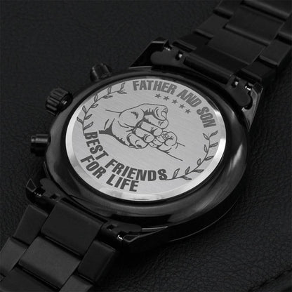 Father And Son - Black Chronograph Watch Engraving Chronograph Watch
