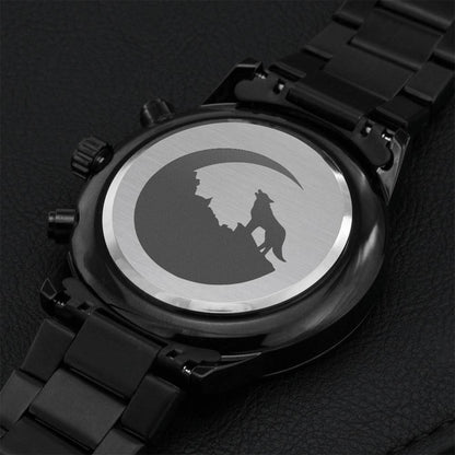 Wolf Howling Chronograph Watch Engraving Chronograph Watch