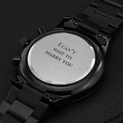 Engraved Watch - Can't Wait To Marry You Engraving Chronograph Watch