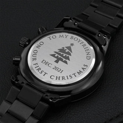First Christmas Boyfriend's Engraved Luxury Chronograph Watch Engraving Chronograph Watch