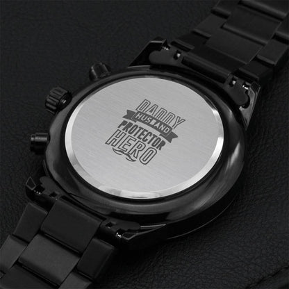 Daddy Husband Black Chronograph Watch Engraving Chronograph Watch
