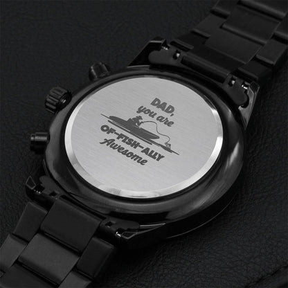 Engraved Design Black Chronograph Watch For Awesome Dad Engraving Chronograph Watch