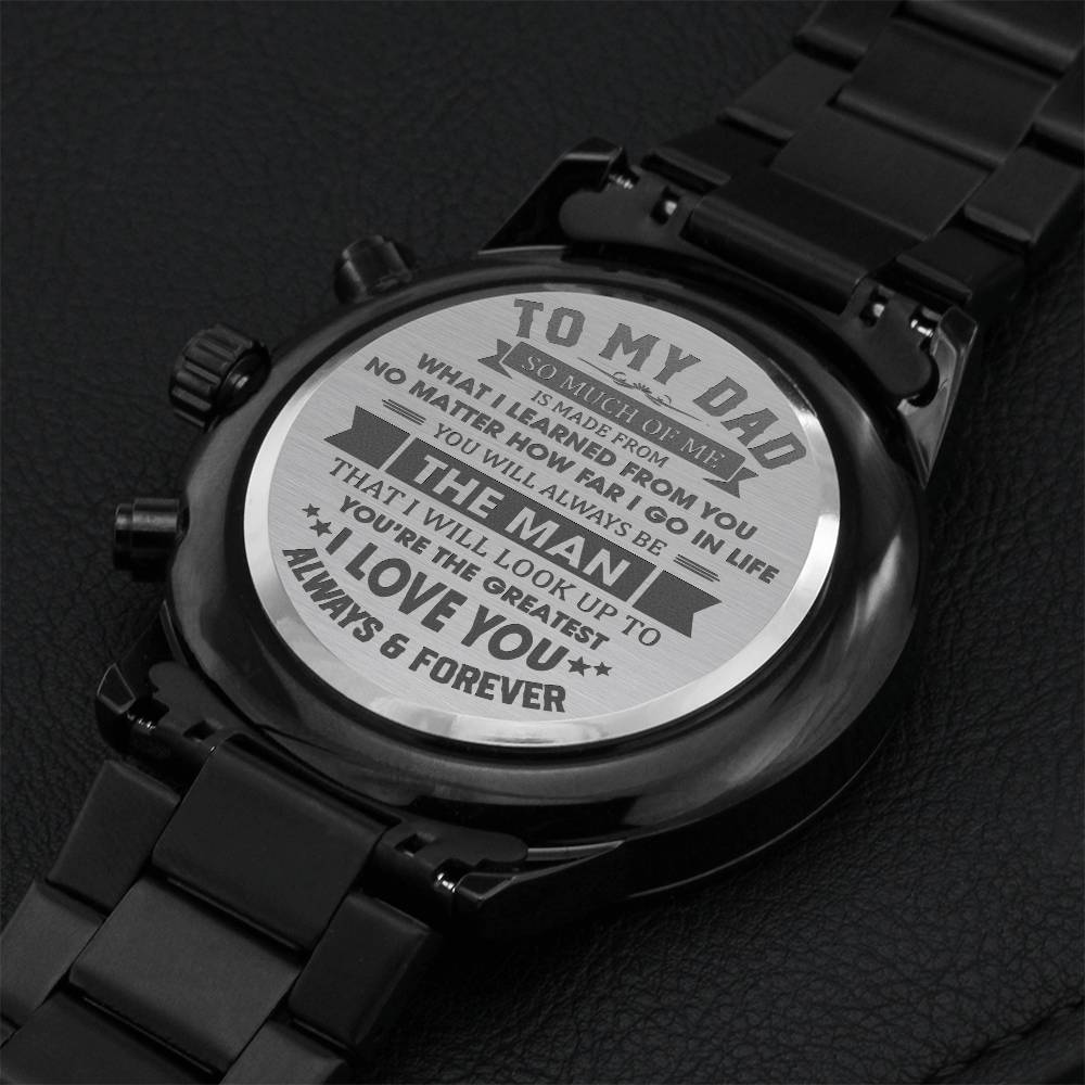 You're The Greatest Dad - Engraved Design Black Chronograph Watch Engraving Chronograph Watch