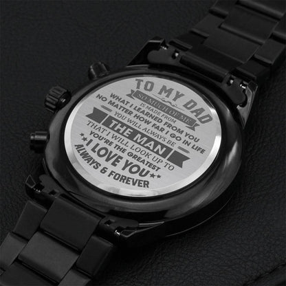 You're The Greatest Dad - Engraved Design Black Chronograph Watch Engraving Chronograph Watch