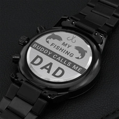 Fishing Dad Engraving Chronograph Watch