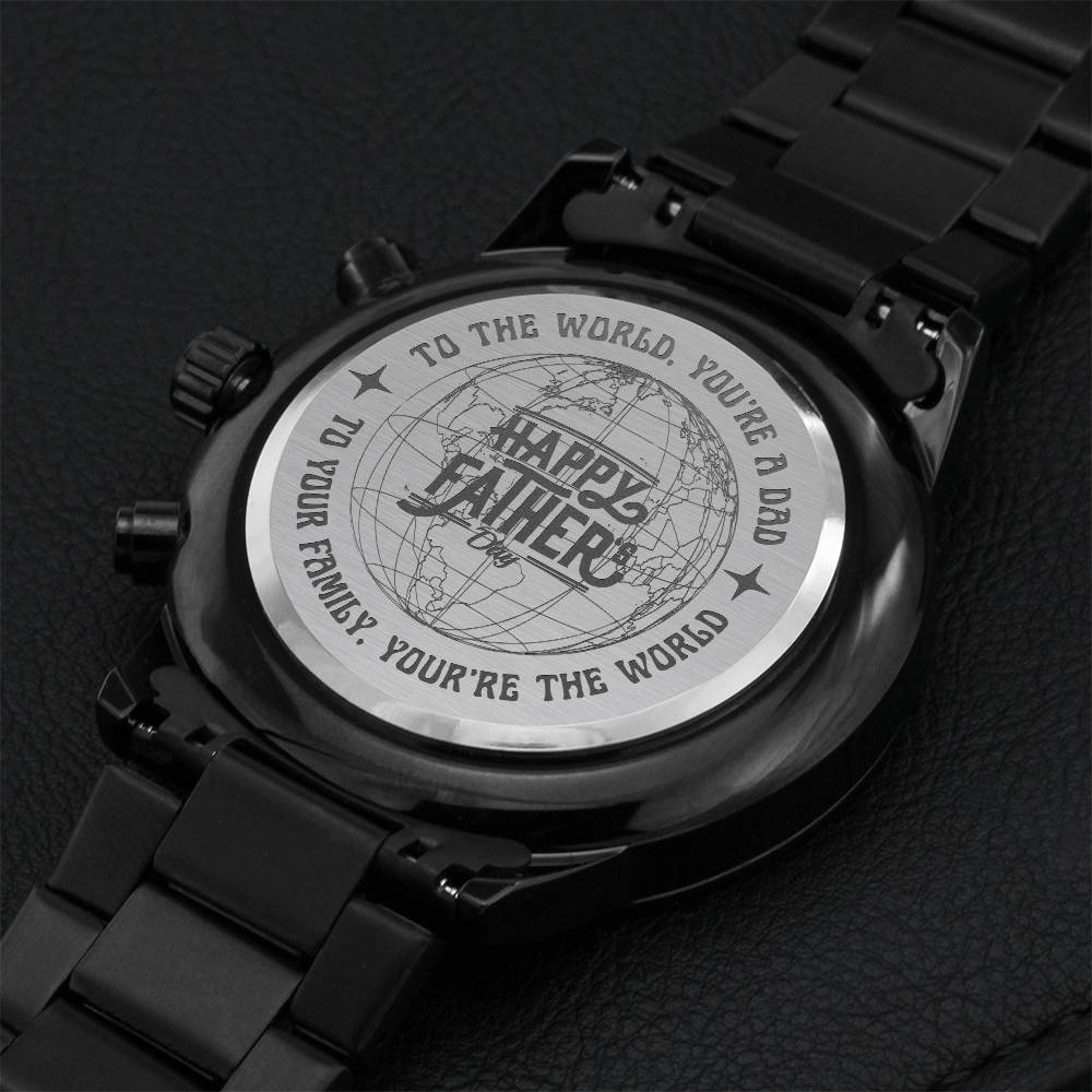 Dad My World-men's Chronograph Watch Father's Day Gift Engraving Chronograph Watch
