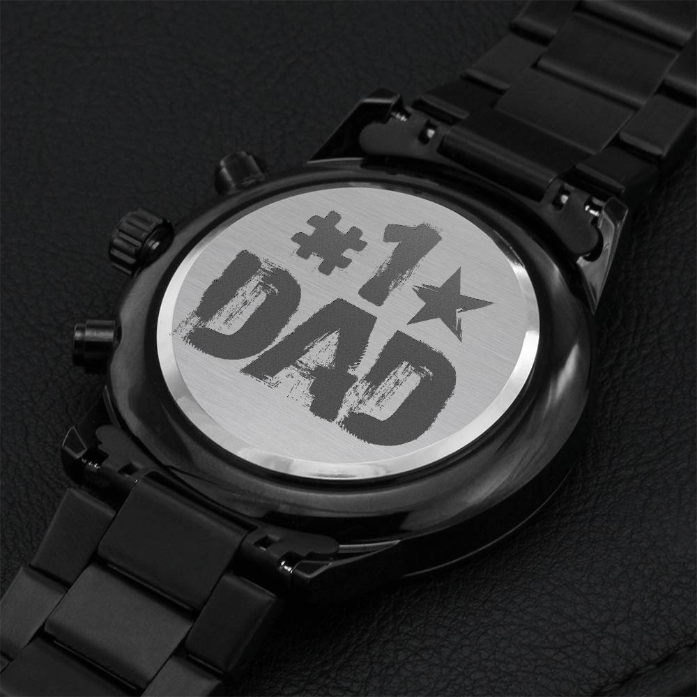 American Dad Watch For # 1 Daddy Presents For Christmas & New Year 2022 Engraving Chronograph Watch