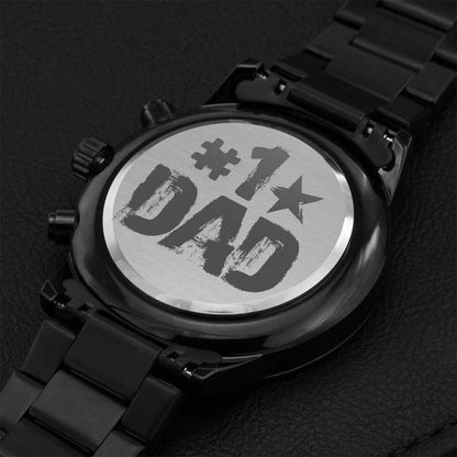 American Dad Watch For # 1 Daddy Presents For Christmas & New Year 2022 Engraving Chronograph Watch