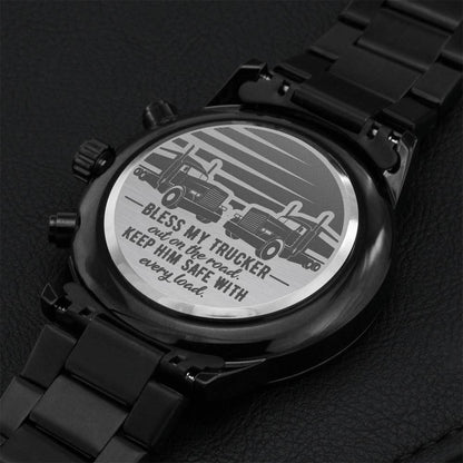 Bless My Trucker On The Road Watch Engraving Chronograph Watch