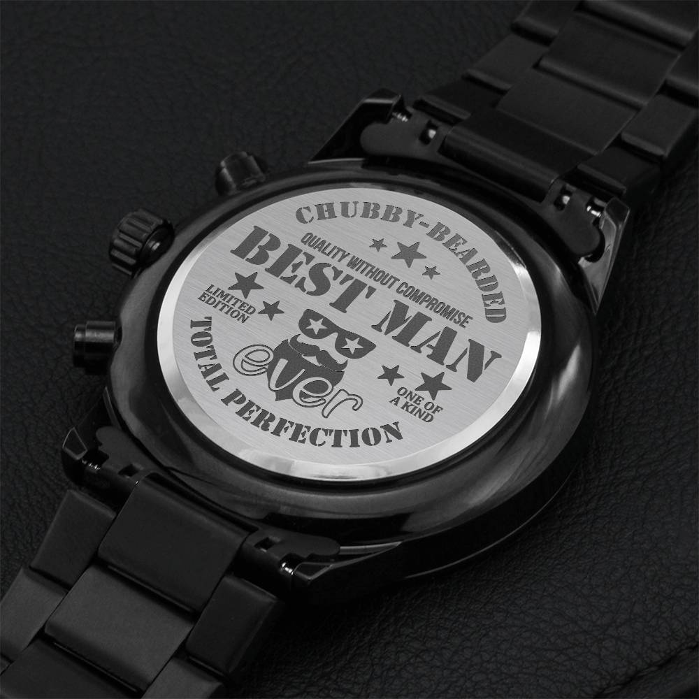 Engraved Chubby-bearded Man Watch Engraving Chronograph Watch