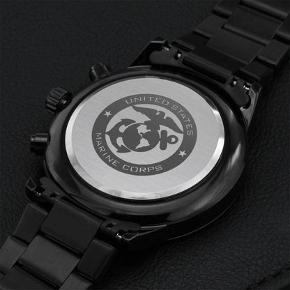 Usmc Engraved Black Chronograph Watch Engraving Chronograph Watch