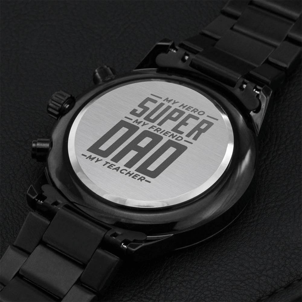 Engraved Luxury Watch Gift - My Super Dad Engraving Chronograph Watch