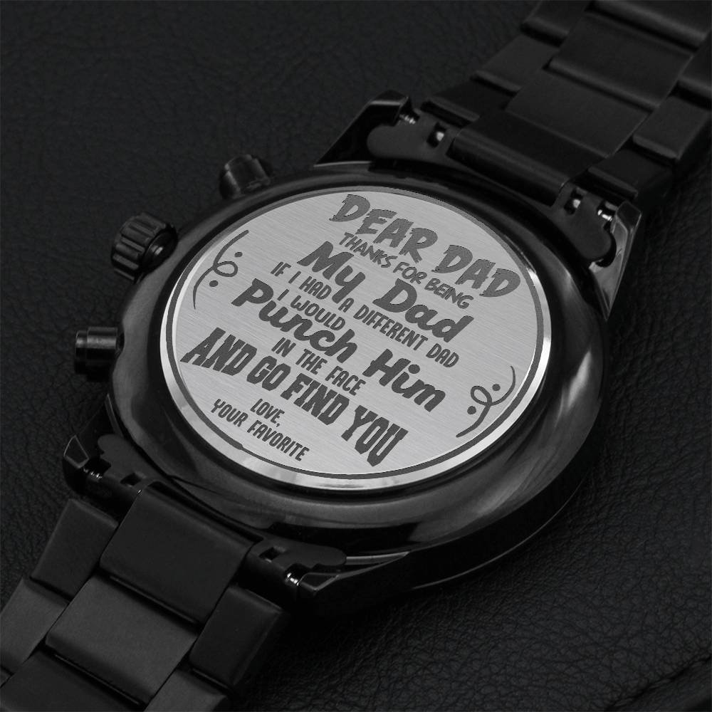 Dear Dad - Black Chronograph Watch Engraving Chronograph Watch