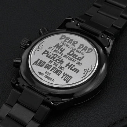 Dear Dad - Black Chronograph Watch Engraving Chronograph Watch