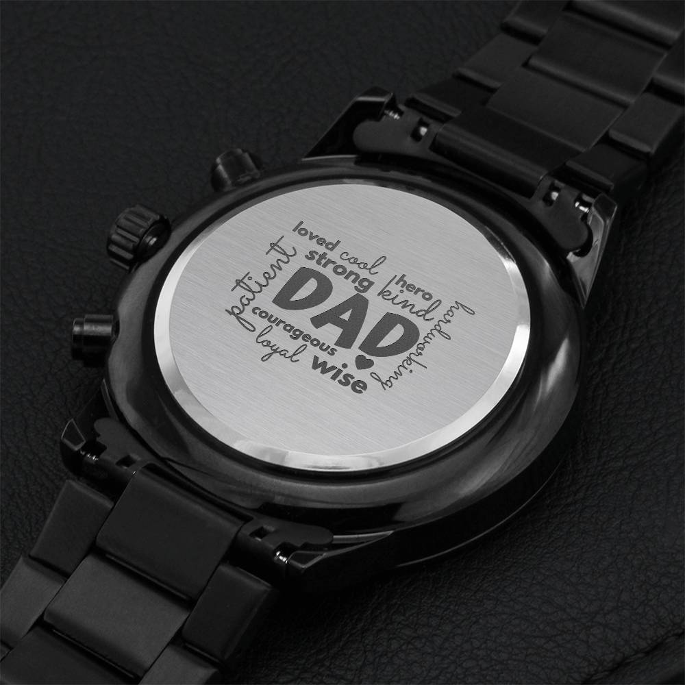 Blessed With Many Words Design Black Chronograph Watch Engraving Chronograph Watch