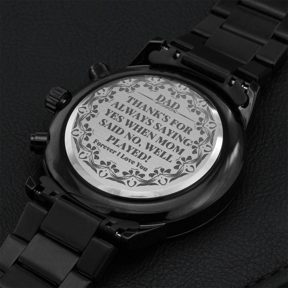 Dad Thank You 1 Engraving Chronograph Watch