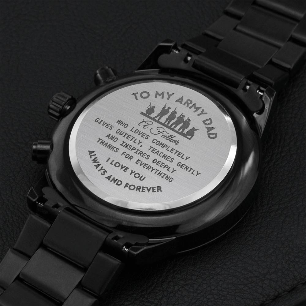 Army Dad Loves Completely Watch Engraving Chronograph Watch