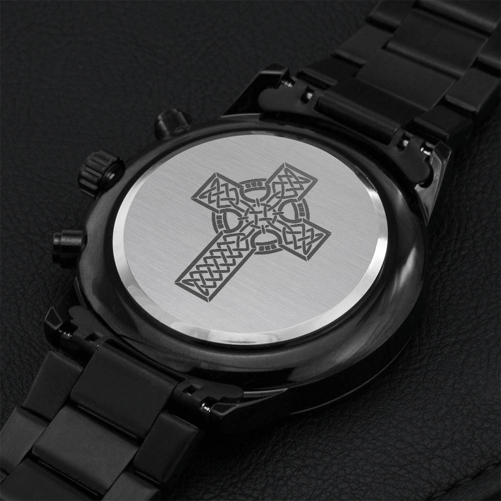 Celtic Cross Chronograph Watch Engraving Chronograph Watch