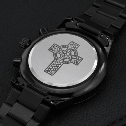 Celtic Cross Chronograph Watch Engraving Chronograph Watch