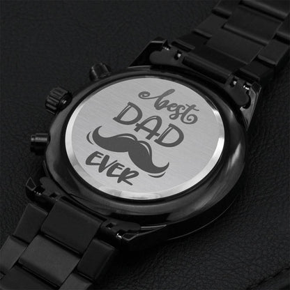 Engraved Watch Gift For Dad Father’s Day Gift For Daddy Birthday Gift For Dad Engraved Watch For Him Father Gift From Daughter And Son Best Dad Ever Engraving Chronograph Watch