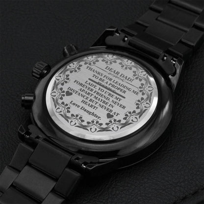 Dad Daughter Engraving Chronograph Watch