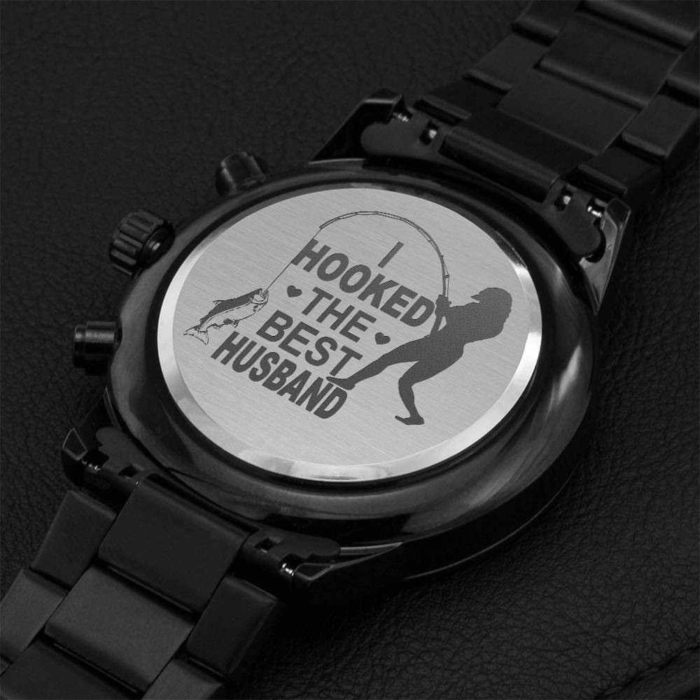Fishing Hooked The Best Husband Gift Watch Engraving Chronograph Watch