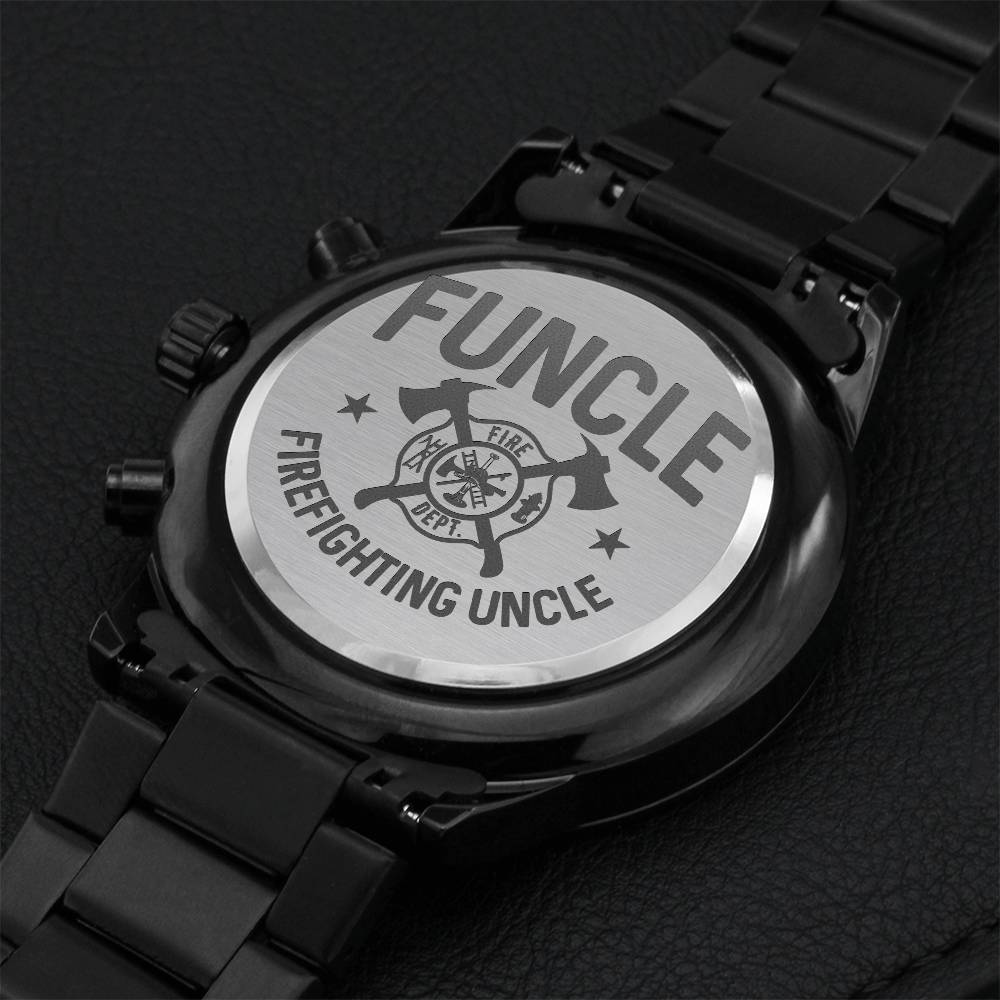 Funcle Firefighting Uncle Gift Engraved Watch Engraving Chronograph Watch