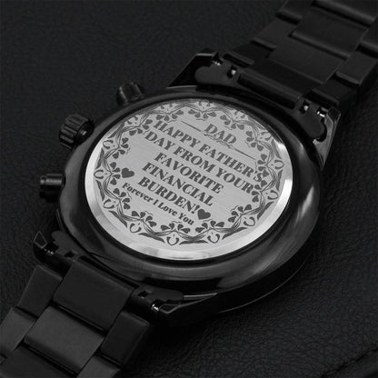 Financial Dad Gift Engraving Chronograph Watch