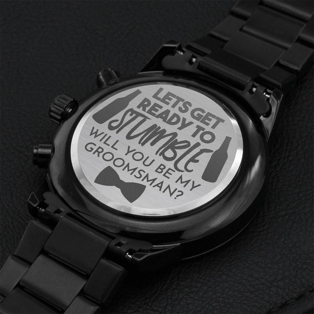 Engraved Watch For Groom-watches For Groom On Wedding Day Engraving Chronograph Watch