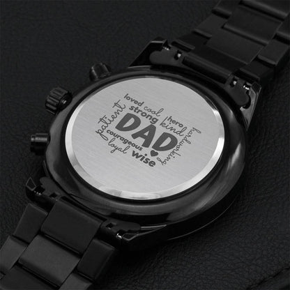 Blessed With Many Words Design Black Chronograph Watch 1 Engraving Chronograph Watch
