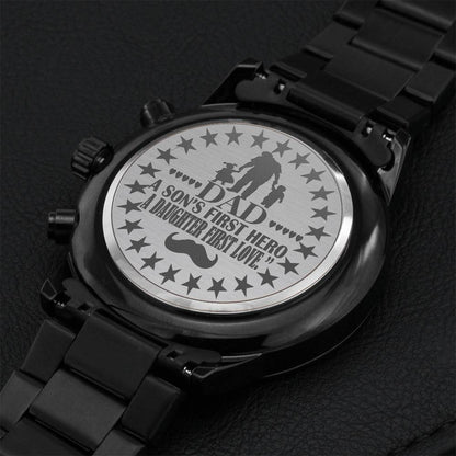 Engraved Design Happy Fathers Day Engraving Chronograph Watch