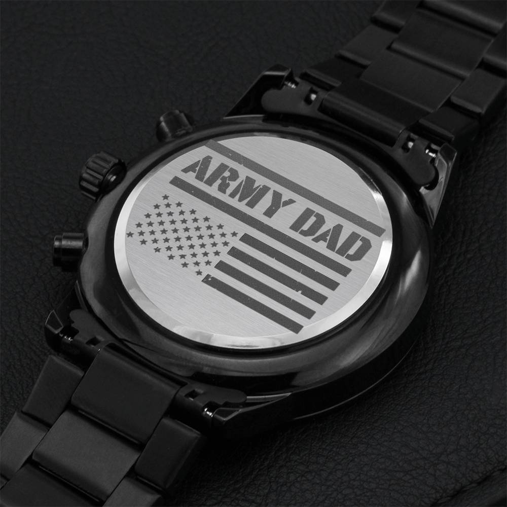 Flag Army Dad - Black Chronograph Watch Engraving Chronograph Watch