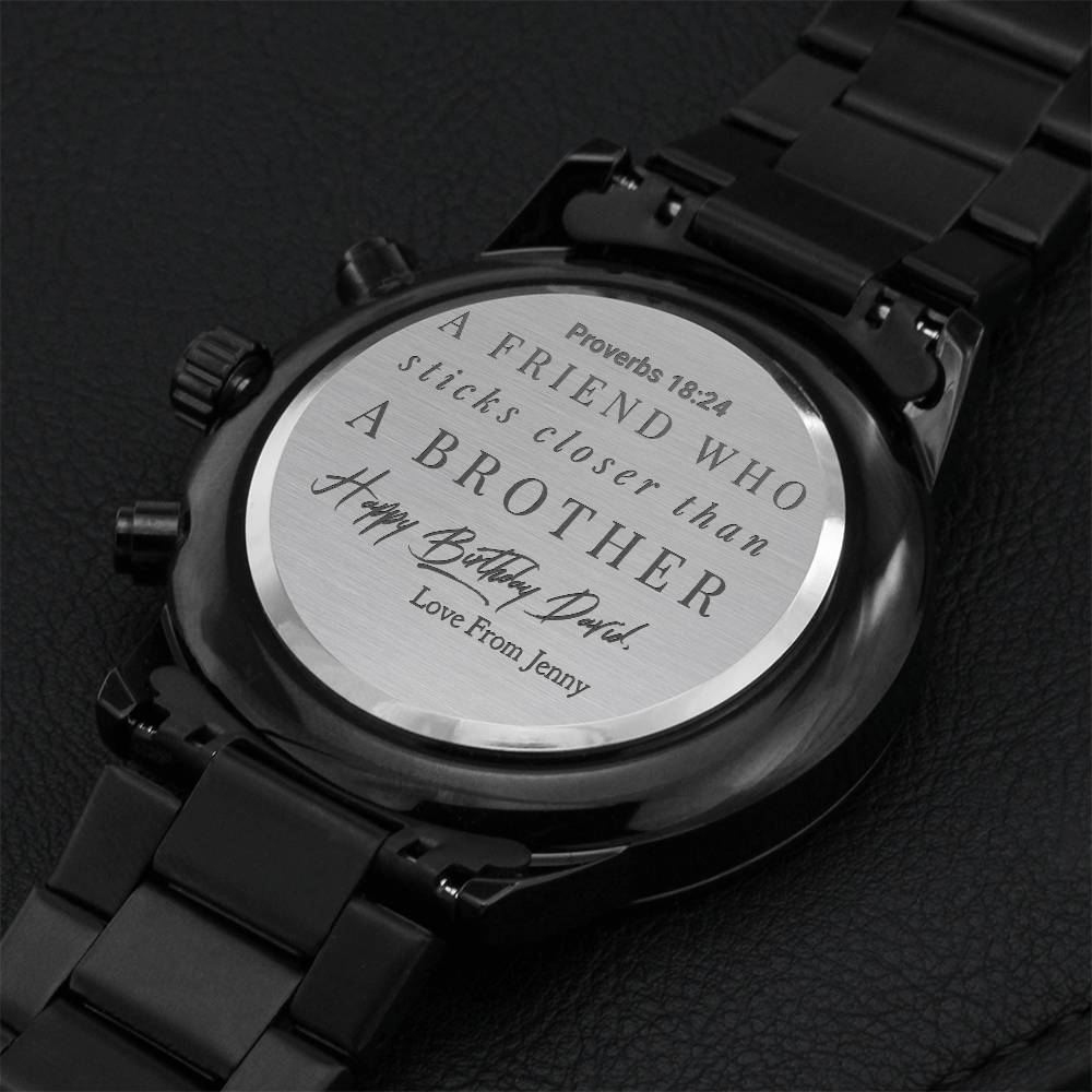 Birthday Gift For Best Friend - Customize Best Friend Watch Proverbs 18 Message Engraving Chronograph Watch