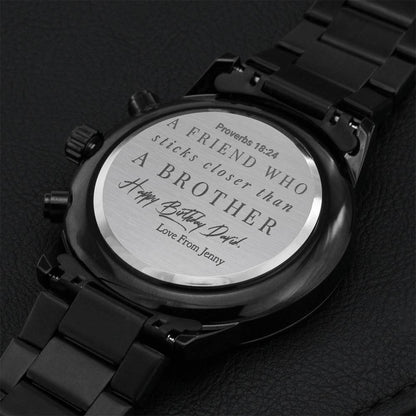 Birthday Gift For Best Friend - Customize Best Friend Watch Proverbs 18 Message Engraving Chronograph Watch
