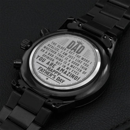 Engraved Black Chronograph Watch Engraving Chronograph Watch