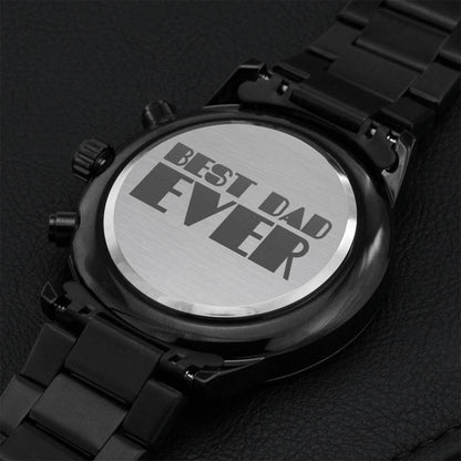 Best Dad Ever - Black Chronograph Watch Engraving Chronograph Watch