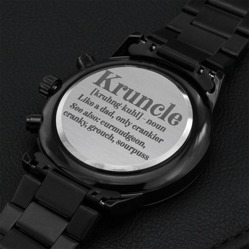 Cranky Uncle Kruncle Definition Engraved Watch Engraving Chronograph Watch