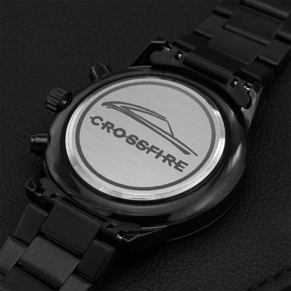 Chrysler Crossfire Lovers Coupe Engraved Black Chronograph Watch For Him Engraving Chronograph Watch