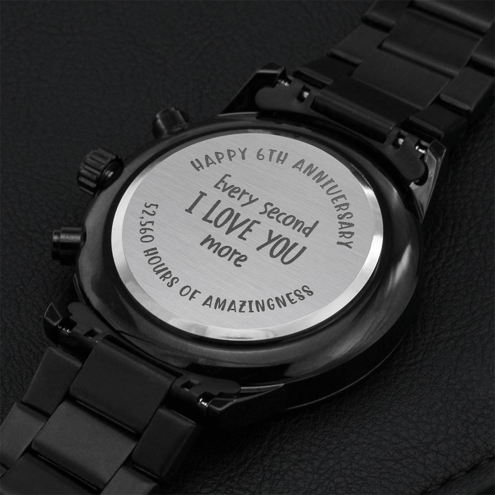 6th Anniversary Gift For Boyfriend Engraved Watch Engraving Chronograph Watch