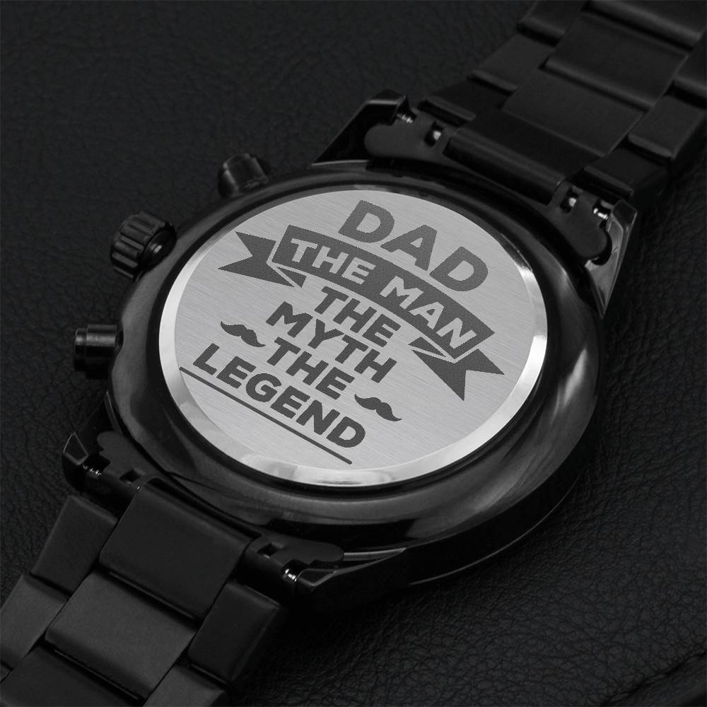 Gift For Dad - Dad The Man The Myth The Legend Engraving Chronograph Watch