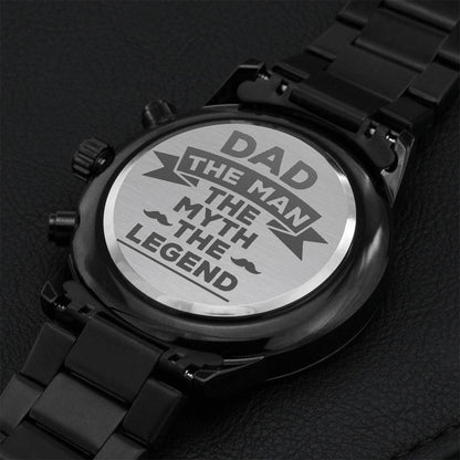 Gift For Dad - Dad The Man The Myth The Legend Engraving Chronograph Watch