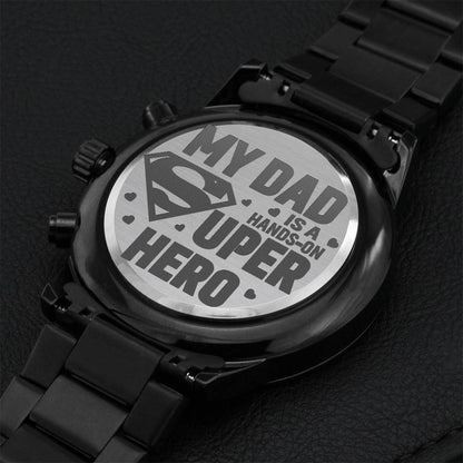 Engraved Design Black Chronograph Watch 1 Engraving Chronograph Watch