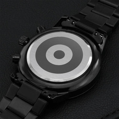 Black Chronograph Watch Engraving Chronograph Watch