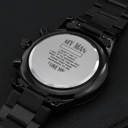 Gift For Him Engraving Chronograph Watch