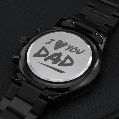 Engraved Luxury Watch Gift - I Love You Dad Engraving Chronograph Watch